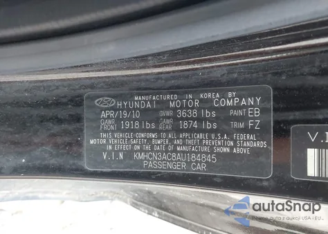 2010 Hyundai Accent Se from USA, damaged, VIN KMHCN3AC8AU184845